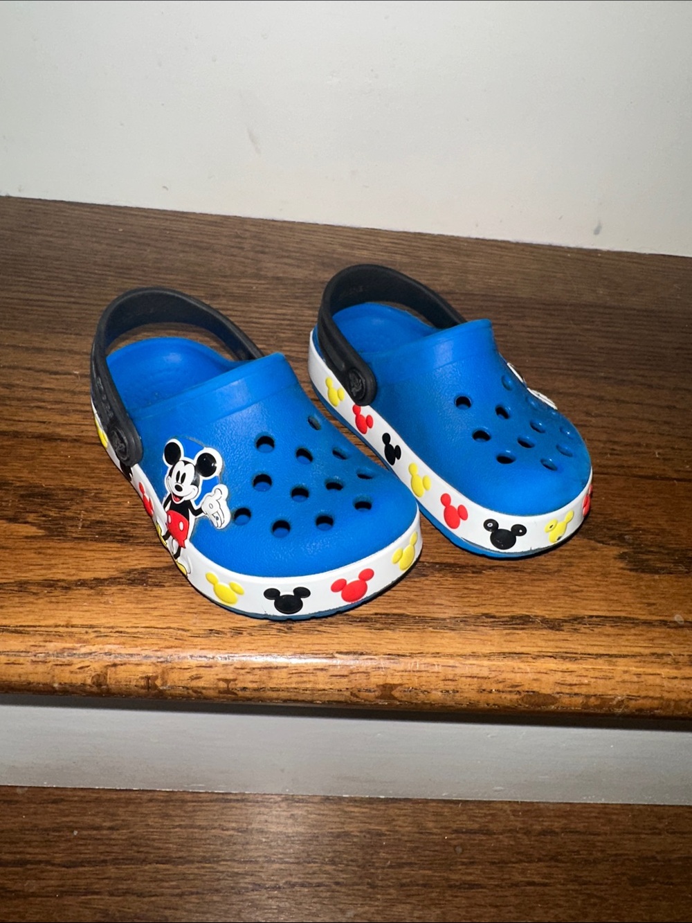 CROCS Kids Blue Mickey Mouse Clog Sandals with Multicolor Trim